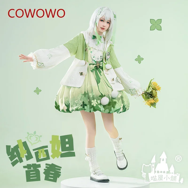 Genshin Imapct Nahida Dream of Orchid and Grass Spring Daily Suit Cosplay Costume Green Clover Casual Wear Halloween Uniform