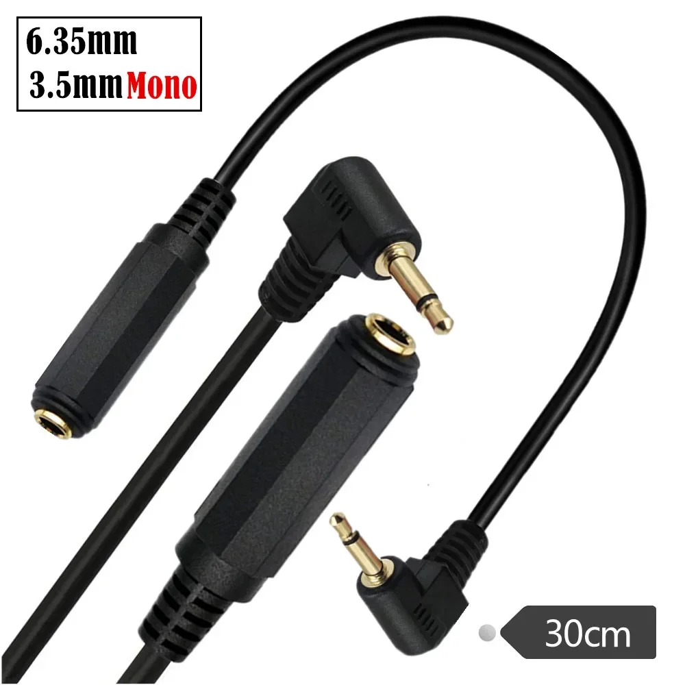 Cable 6.35mm Female Jack to 3.5mm Mono Male Socket Headphone Extension Mono Channel Cable 0.3m