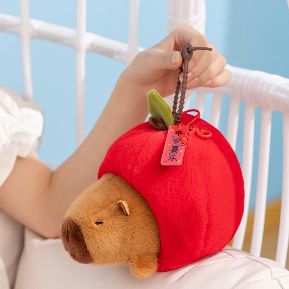 Creativo lindo bendición caqui Animal juguetes de peluche suave esponjoso regordete dibujos animados Piggy Capybara muñeca divertido llavero bolsas Decoración