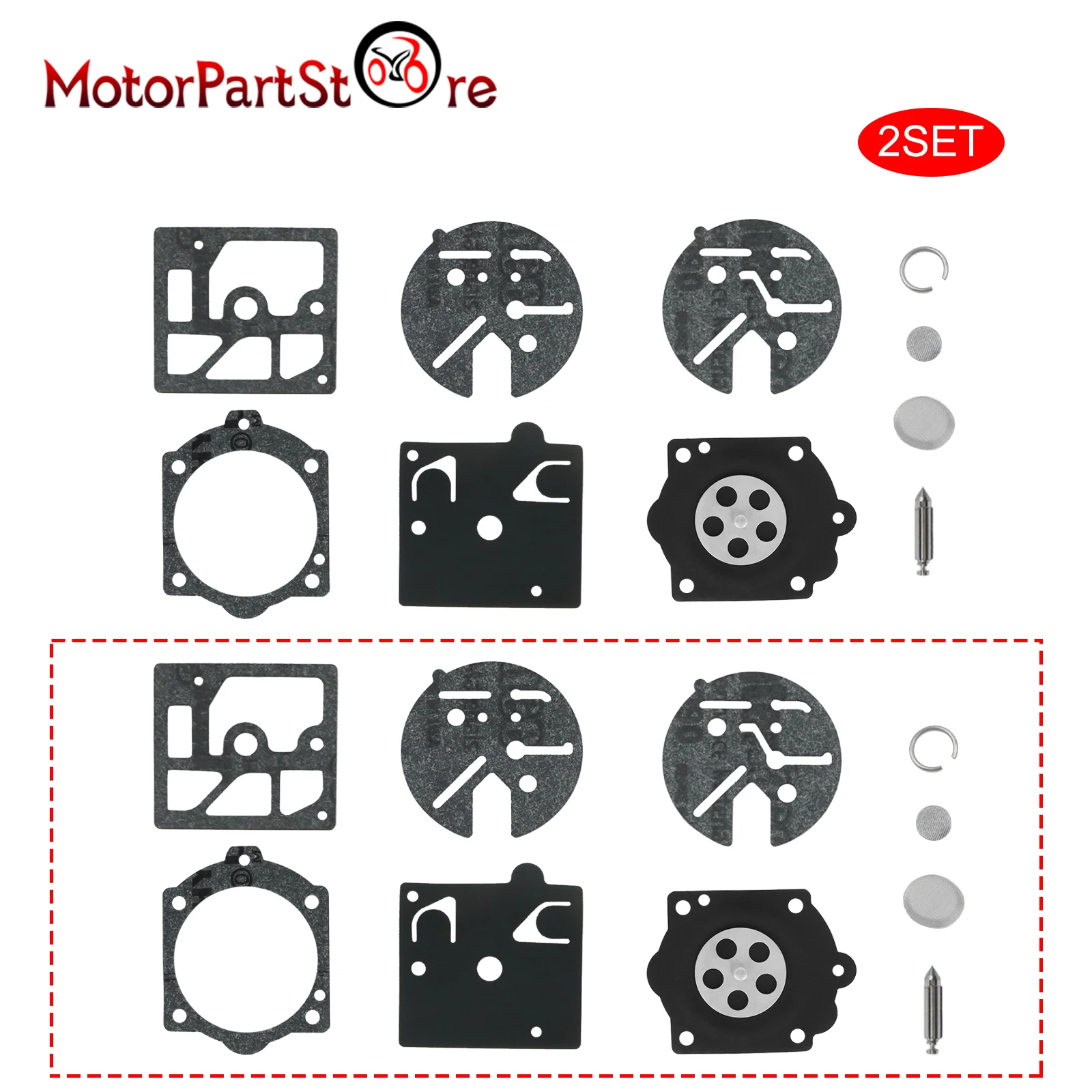 2 Sets Carburetor Repair Rebuild Gasket Kit for Walbro K10-HDC Husqvarna 44 140S 240S Homelite ST160 ST180 ST200 Stihl 015 015AV