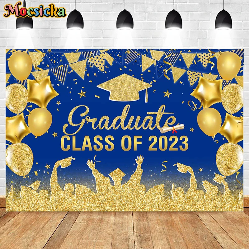 فئة 2023 استوديو الخريج التصوير خلفية راية الألعاب النارية بالون الاحتفال الديكور خلفية الدعائم صورة الكبار