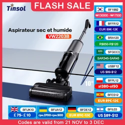 Tinsol Cordless Smart Mop 15000PA Vacuum Cleaner Intelligent Voice Prompts Extra Large Dual Tank Wet & Dry Vacuum Cleaner