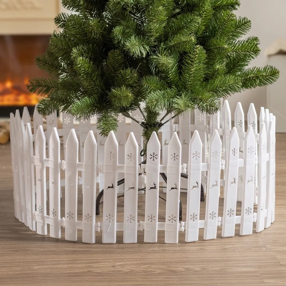 Plastic For Lawn Border Fence 40 pcs for Christmas Tree Area White 11x30cm Garden Yard Holiday Decor Snap Together