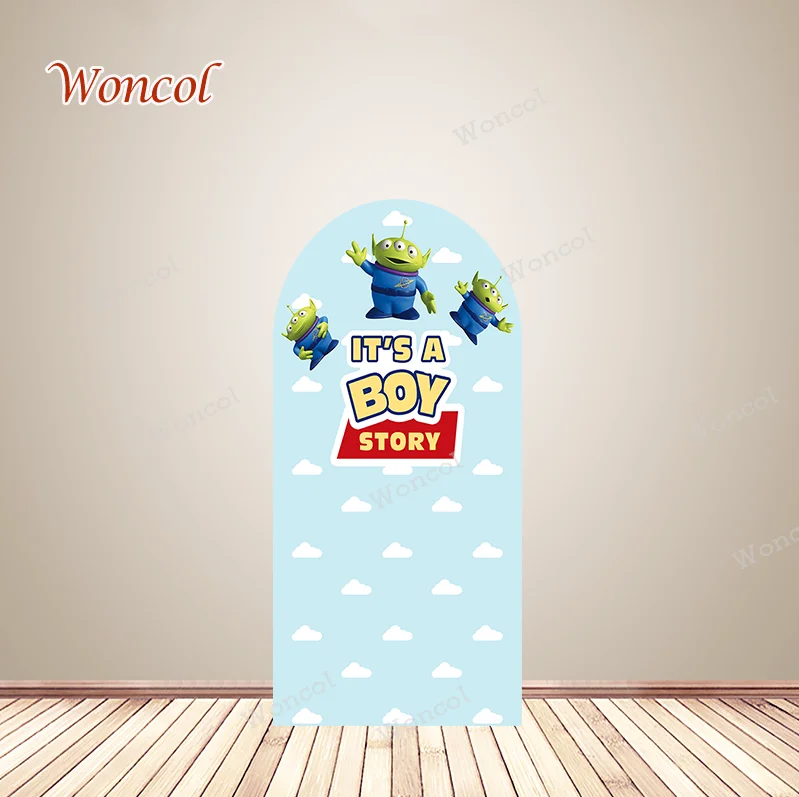 Toy Story Arch Backdrop Disney Woody Buzz Lightyear Aliens Backdrop Child Birthday Gender Reveal Double-Sided Arch Cover Props