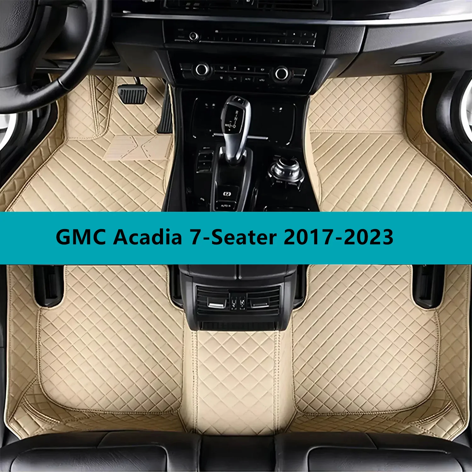 Full Set Car Floor Mats for GMC Acadia 7-Seater 2017-2023 Leather Floor Mats for Cars Mats Carpets Car