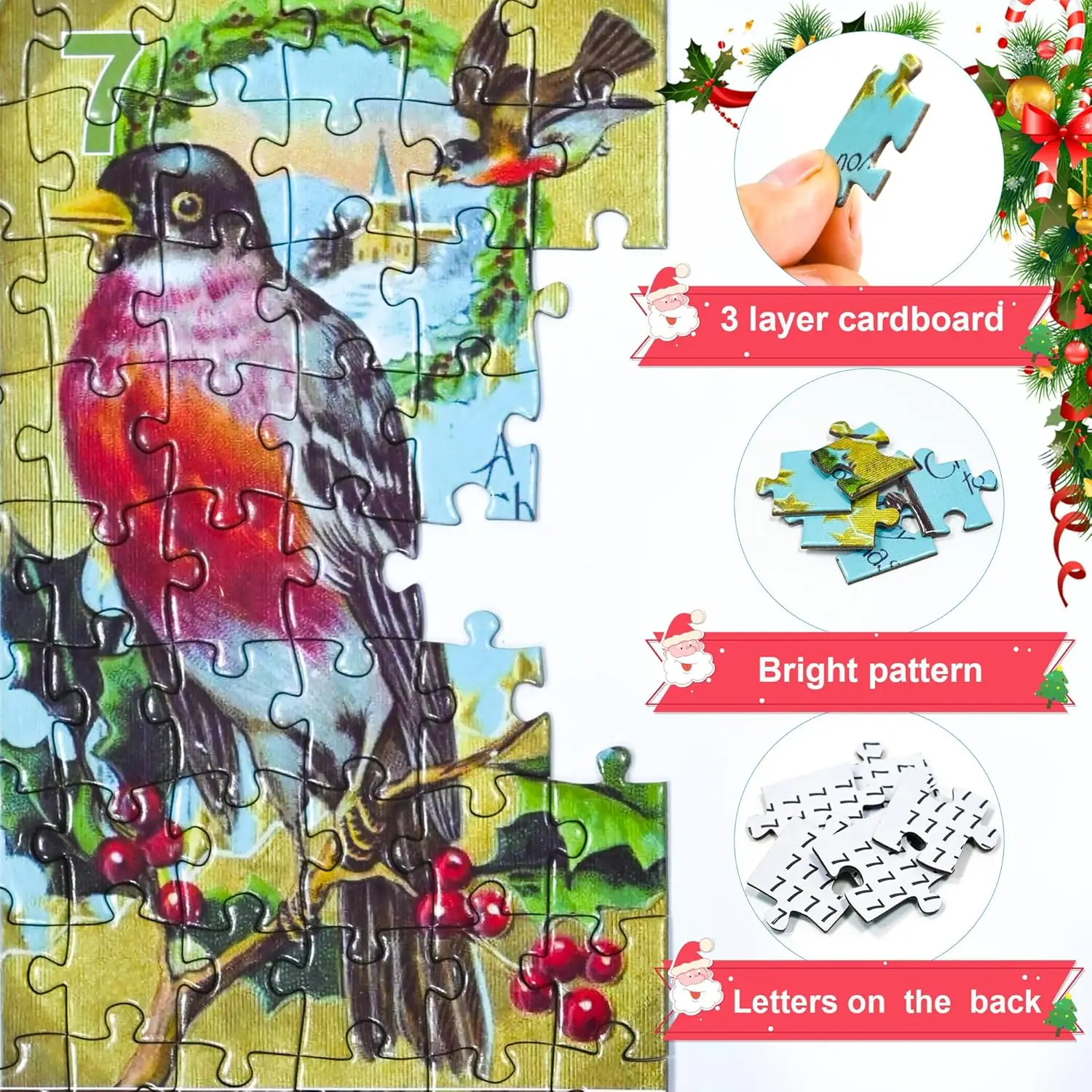 ปฏิทินจุติ 2025 ปริศนาคริสต์มาส - 24 กล่องนับถอยหลังคริสต์มาสสําหรับผู้ใหญ่และเด็ก, เกมครอบครัว 1,000 ชิ้น, Vintage Winter Ho