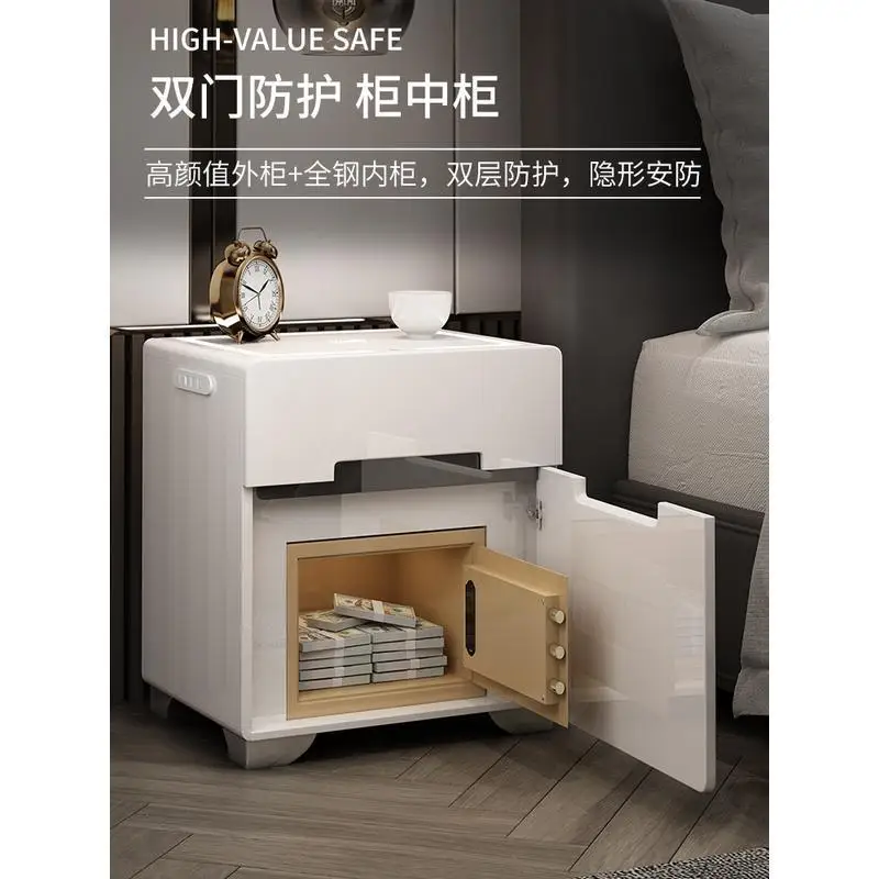 

Smart with safe bedside table integrated multi-function small simple modern light luxury home bedroom white cabinet