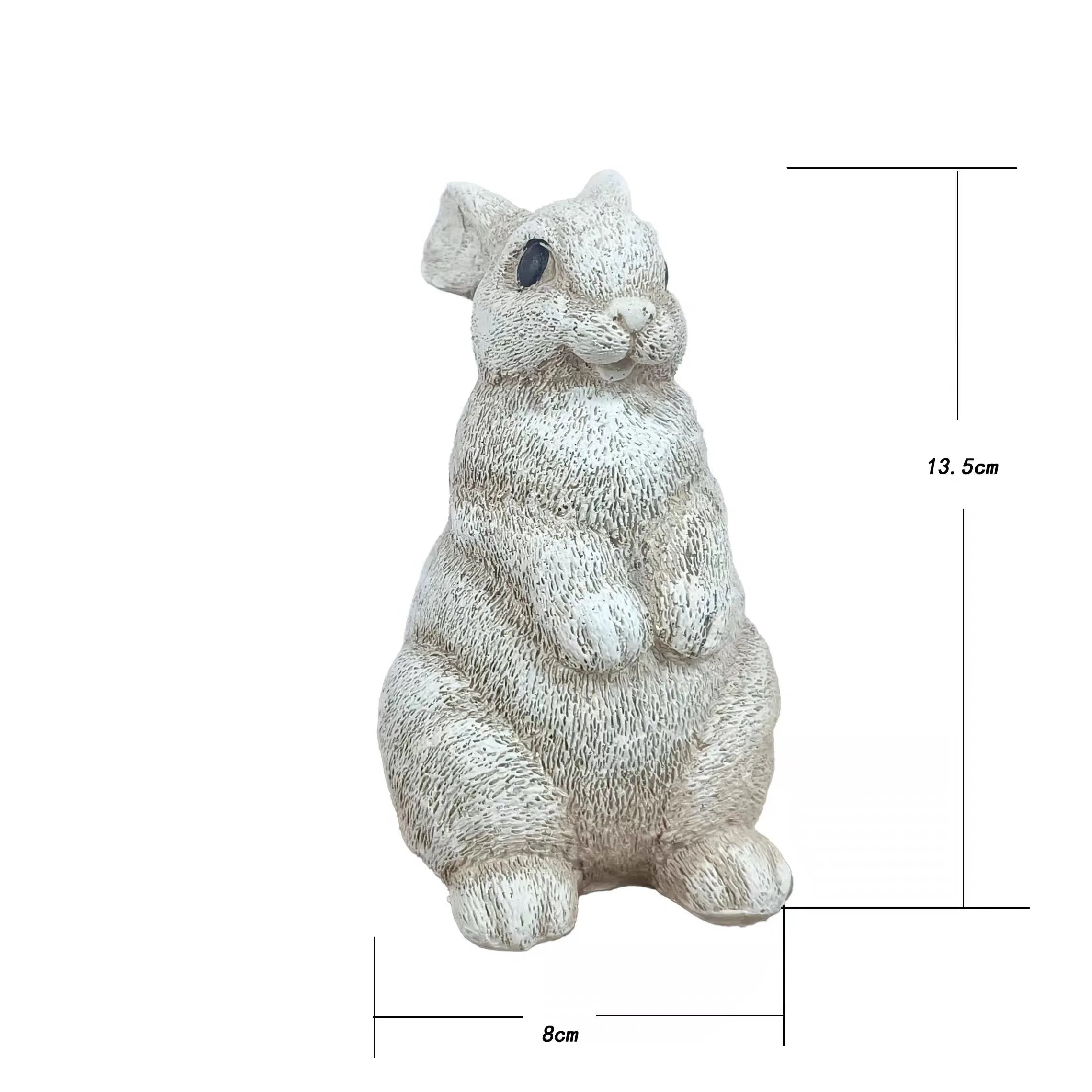

Vintage Resin Rabbit Garden Figurine, Japanese Style Decorative Bunny Statue, Gray, 5.3 Inches Height