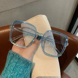2023 Fashion Oversize Square Outdoor UV400 Sunglasses Gradient Lens Decoration Sun Glasses Trendy Transparent Frame Eyeglasses
