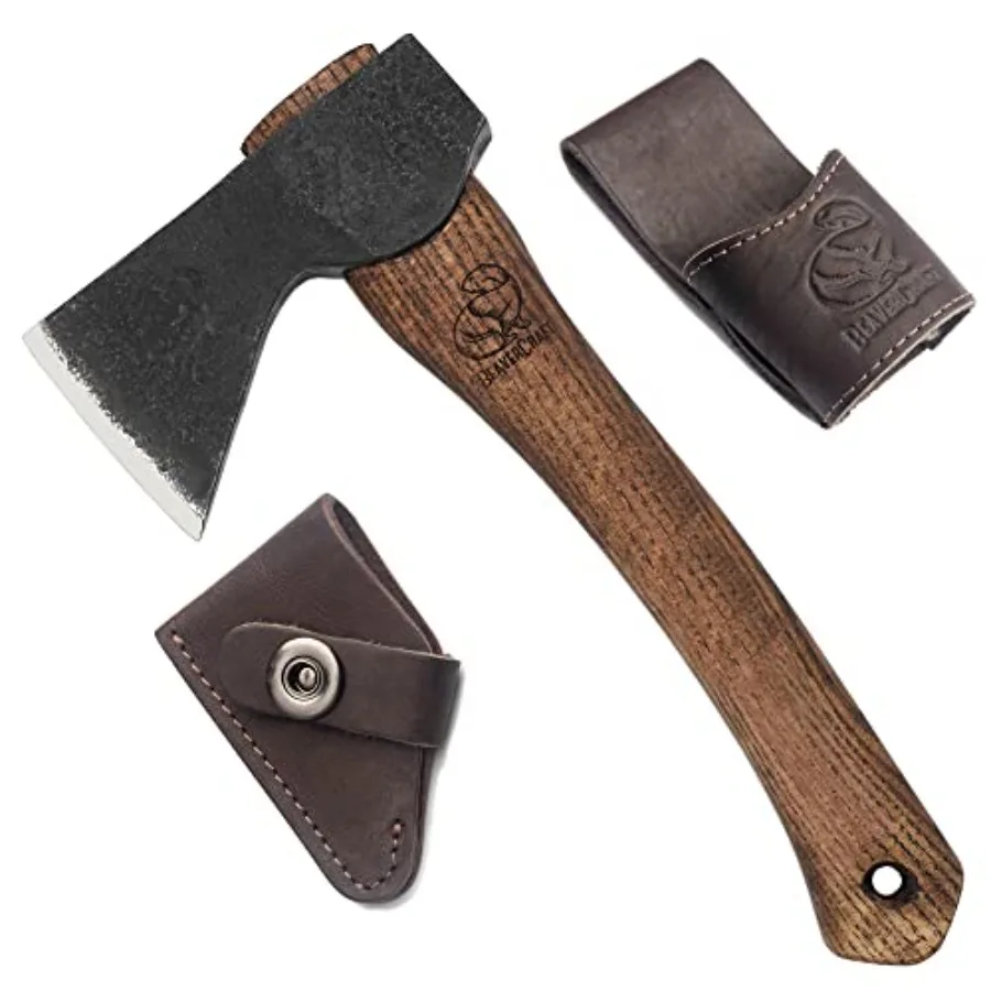 

Wood Carving Axe Hatchet with Sheath AX1 - Forged Axes Bushcraft Hatchet for Camping - Small Forest Axe for Chopping Splitting