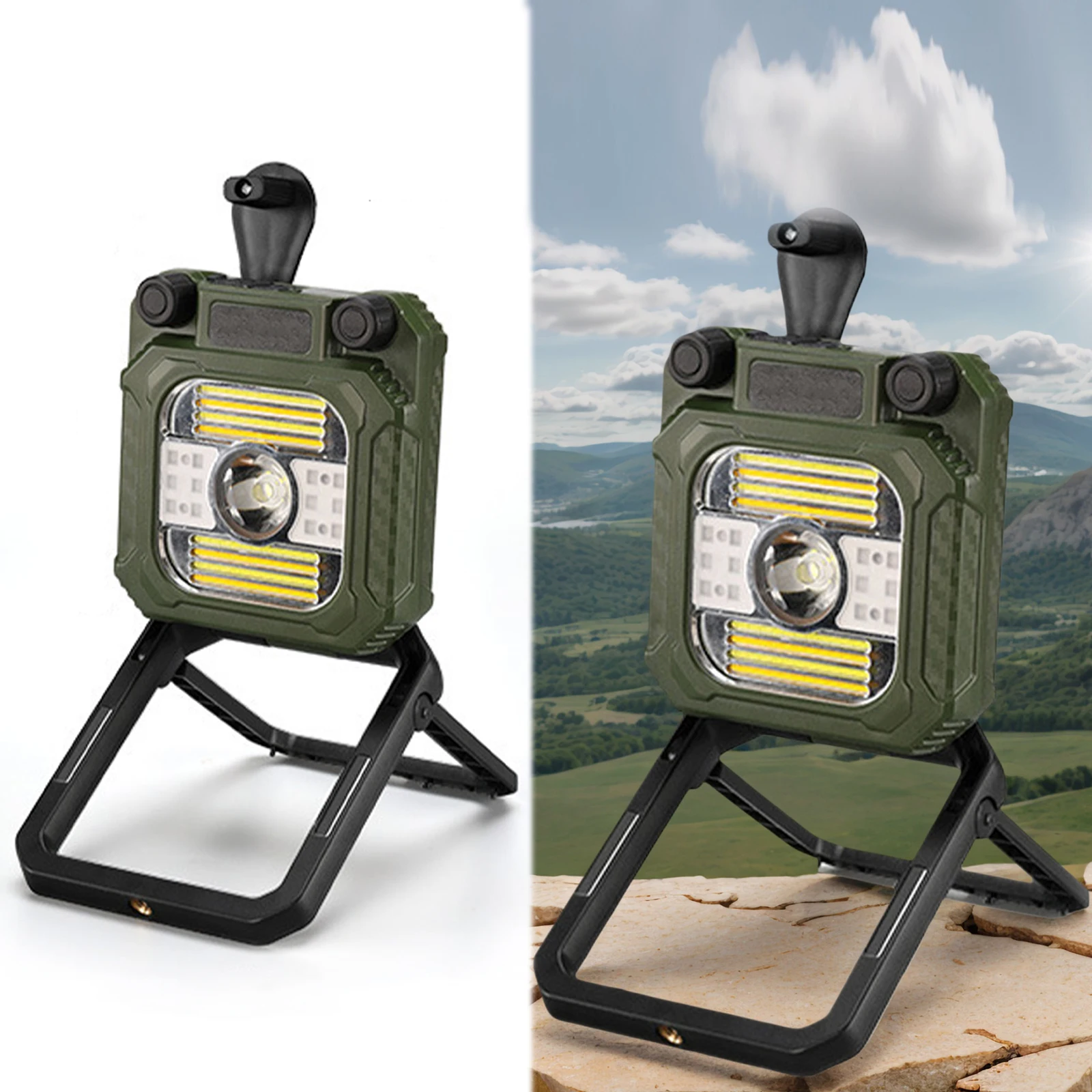 

Hand Crank LED Camping Lantern Rechargeable Mini Flashlight with Stand for Outdoor Emergency Lamp