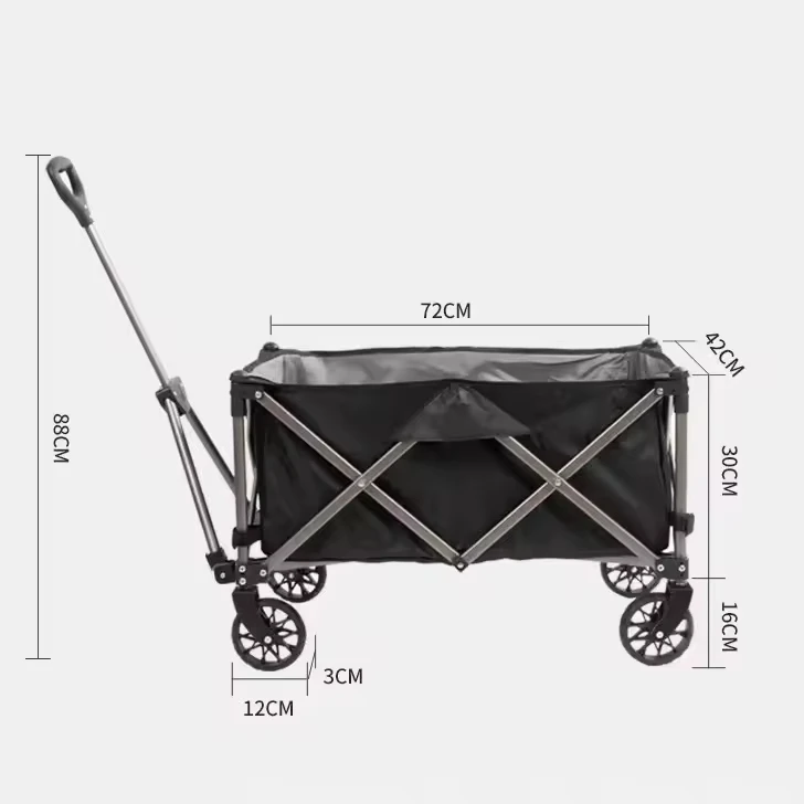 

Collapsible Camping Trolley Wagon with Big Wheels: a Folding Fishing Bollerwagen Stroller Beach Cart for Sand.