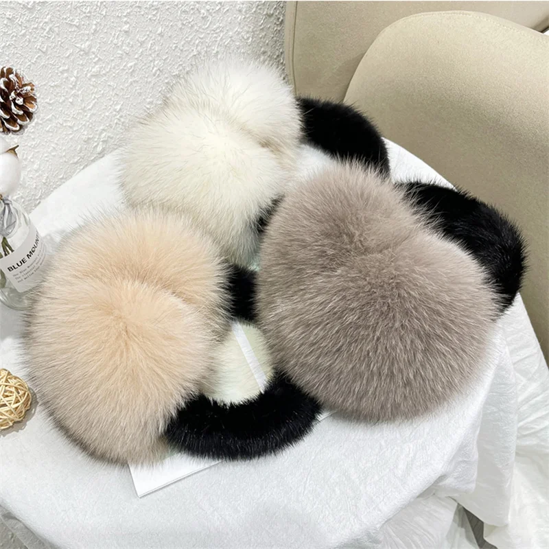 

2023 Women's Plush Earmuffs Winter Luxury True Fox Hair Thickened Warm Earmuffs Natural Soft And Fluffy Outdoor Plush Earmuffs