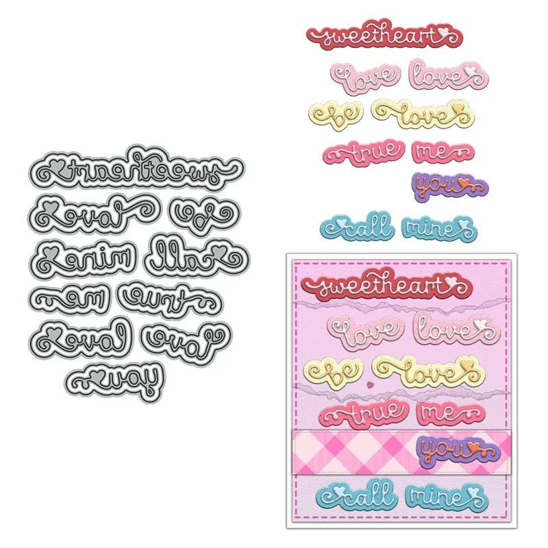 

Love Words Cutting Dies Valentine's Day Series DIY Scrapbooking Supplies Metal Dies Knife Mold For Cards Albums Decor