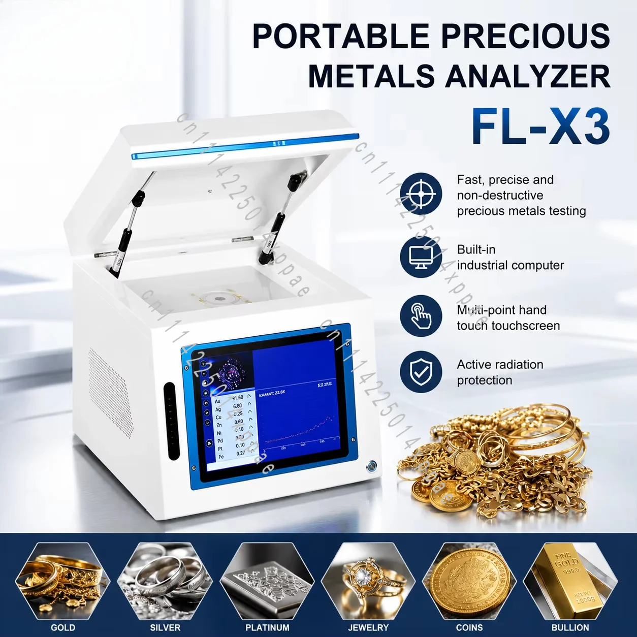 Metal Analyzer Portable Gold Testing Machine High Precious Metal Detector Purity Density