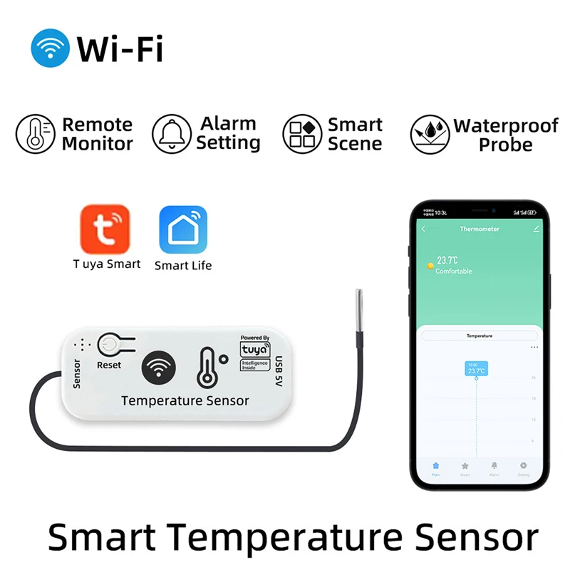 WiFi Zigbee Tuya Temperature Sensor Temperature Monitor With External Probe For Plants Aquarium Smart Life APP Measurement