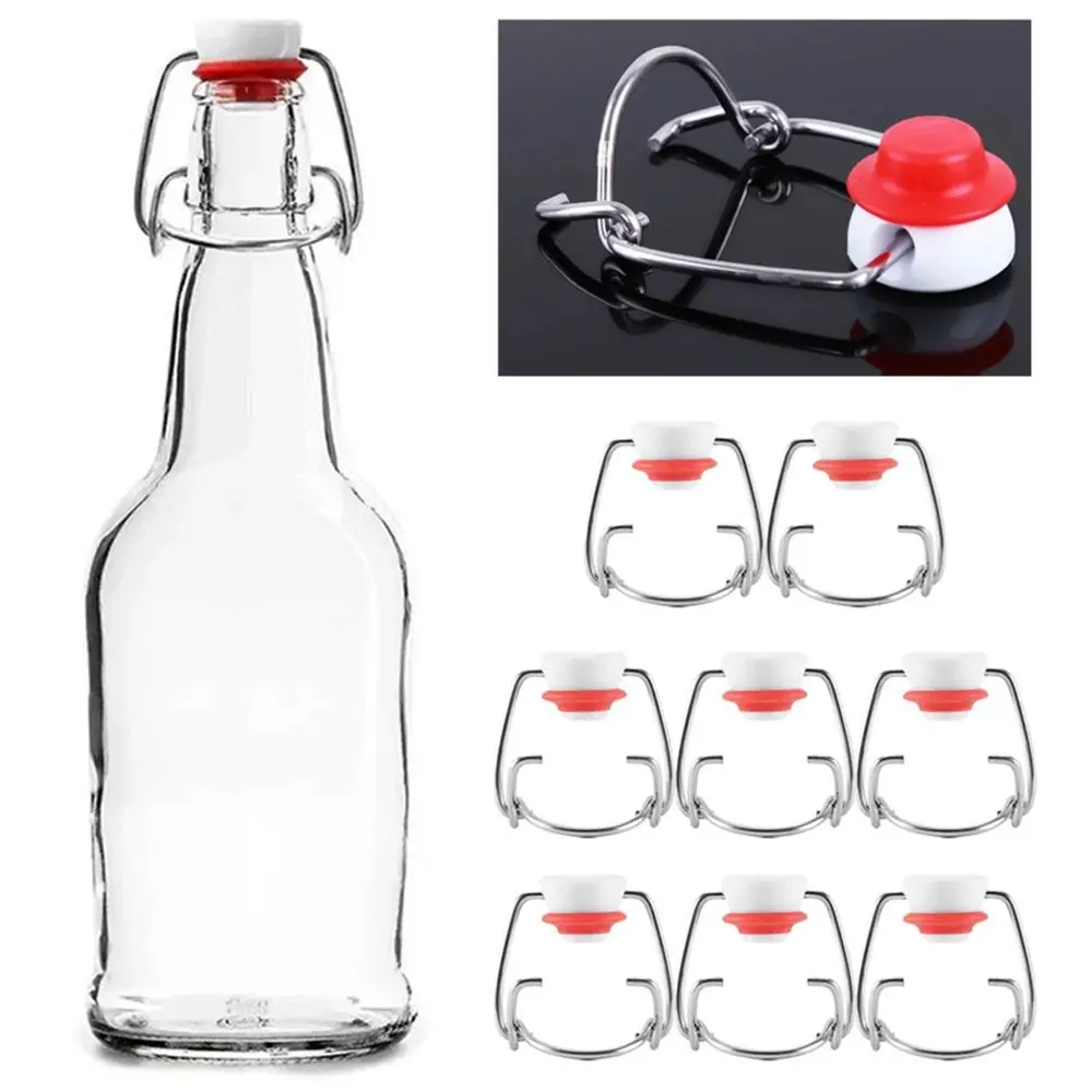 8Pcs New Beer Flip Top Bottles Cap Flip Bar Tool Swing Cap Wine Stopper Portable Plastic Bottle Sealer Lid