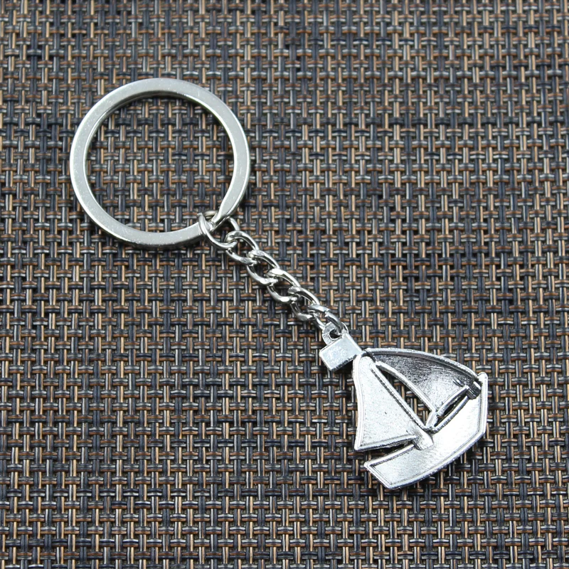Fashion Keychain 30x25mm Ship Boat Sailboat Pendants DIY Men Jewelry Car Key Chain Ring Holder Souvenir For Gift