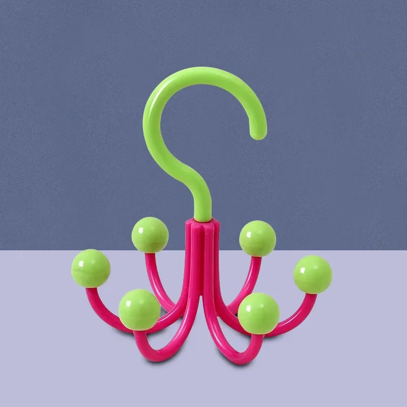 Portable Dopamine Clothes Hanger 360 Rotating Hook With 6 Balls Multifunctional Scarf Tie Storage And Display Rack For Home