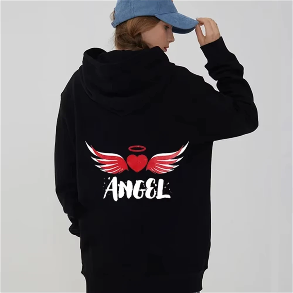 2026 New Angel and Demon Hoodies Matching Couple Hoodie Set His & Hers Hoodies Black Hoodies for Boyfriends Girlfriends