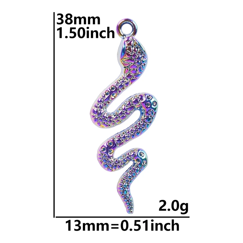 5pcs/Lot Fashion Rainbow Color Snake Charms Alloy Animal Pendant For Necklace Earrings Bracelet Jewelry Making DIY Accessories