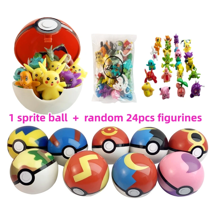 Pokemon ball Elf Toy Anime Action Figure PokeBall pocket Monster empty clip n go Model Pikachu Poke Ball Child kid Christmas Gif