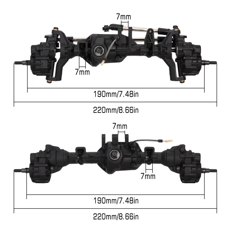 Metalen Voor-En Achterdifferentiële Deurbrug Met T-Vormig Slot Voor 1/10 Rc Rupswagen Traxxas Trx4 Verdediger Bronco Diy Onderdelen