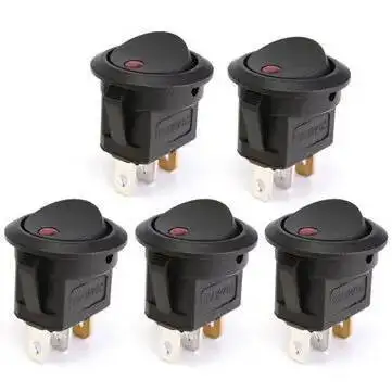 250V okrągły przełącznik kołyskowy przełącznik ON-OFF 2 pozycje 3 piny przełączniki przyciskowe sprzęt elektryczny z mocą światła KCD2