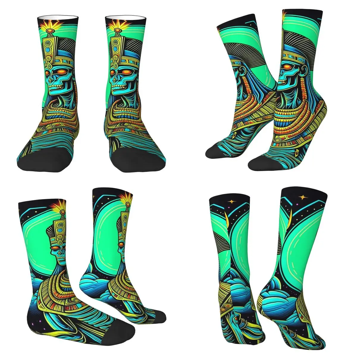 

Носки Ancient Cyberpunk Neon Skull Egypt, супермягкие носки в стиле Харадзюку, всесезонные длинные носки унисекс, подарки на День святого Валентина