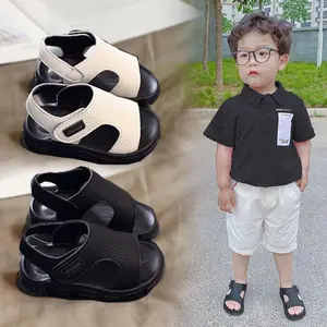 Fashion Children Shoes Summer Kids Boys Sandals Slippers Black White Soft Sole Antiskid Beach Outdoor Toddler Baby Boy Slides