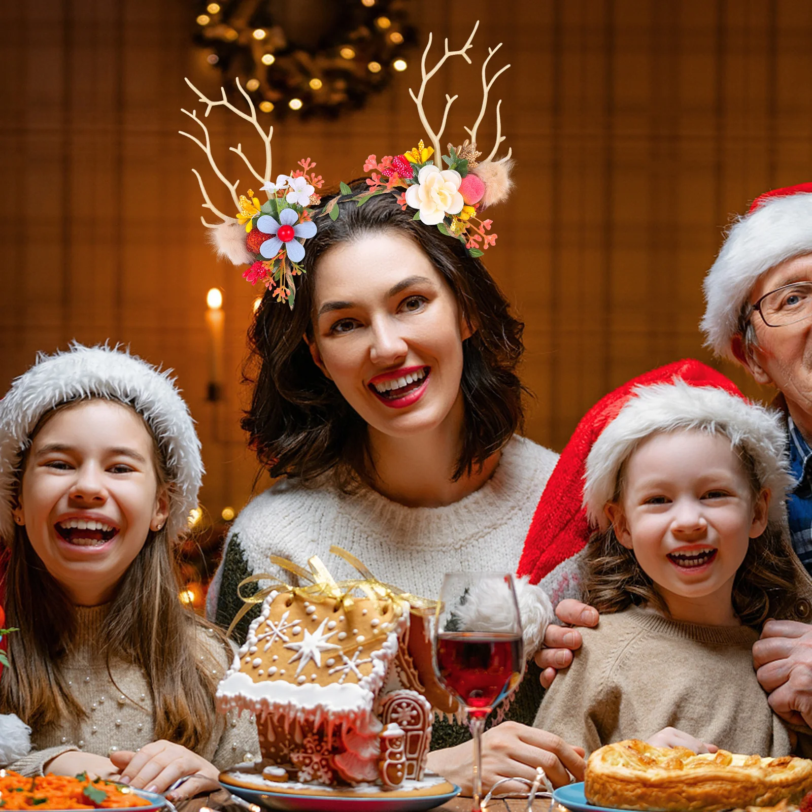 

1Set Antlers Headband Women Christmas Role Playing Headwear Lightweight Comfortable Reindeer Hair Clips Antler Deer Headband