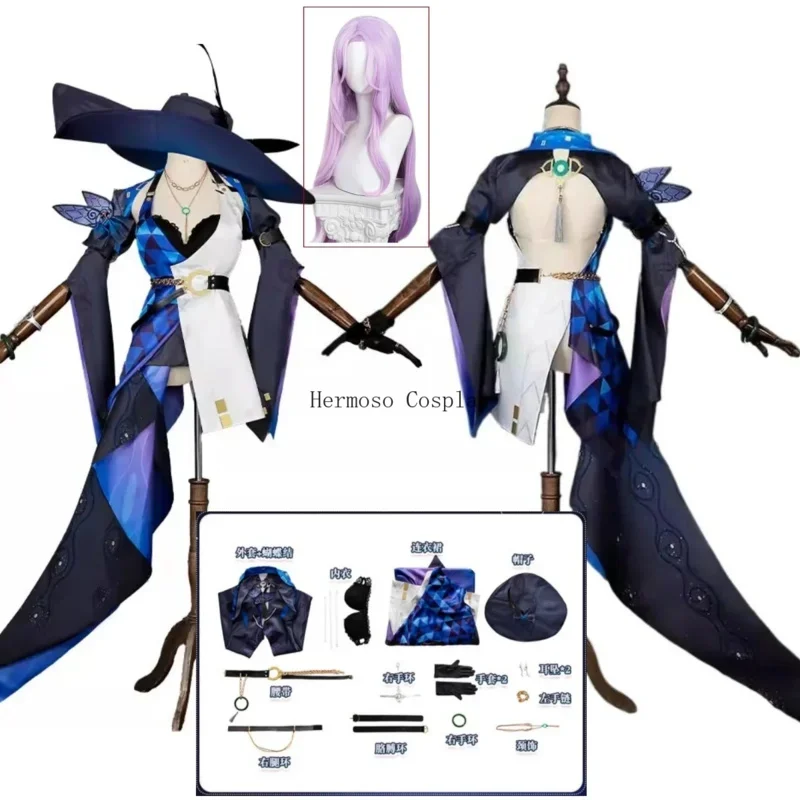 

Game Honkai Star Rail Jade Game Cosplay Costume Earrings Necklace Hat Dresses Full Set Girls Women Halloween Party Carnival $0$k