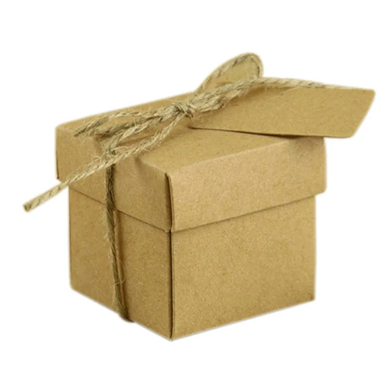 

50Pcs 5cm Antique candy gift box of Kraft Paper wedding decoration cookie box and Birthday Party Packing gift candy box
