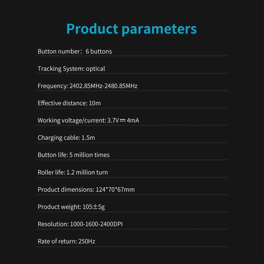 ZELOTES F-36A Optical 2.4G Mouse 6 Buttons Computer PC Accessories Wireless Rechargeable Mice 2400 DPI Adjustable