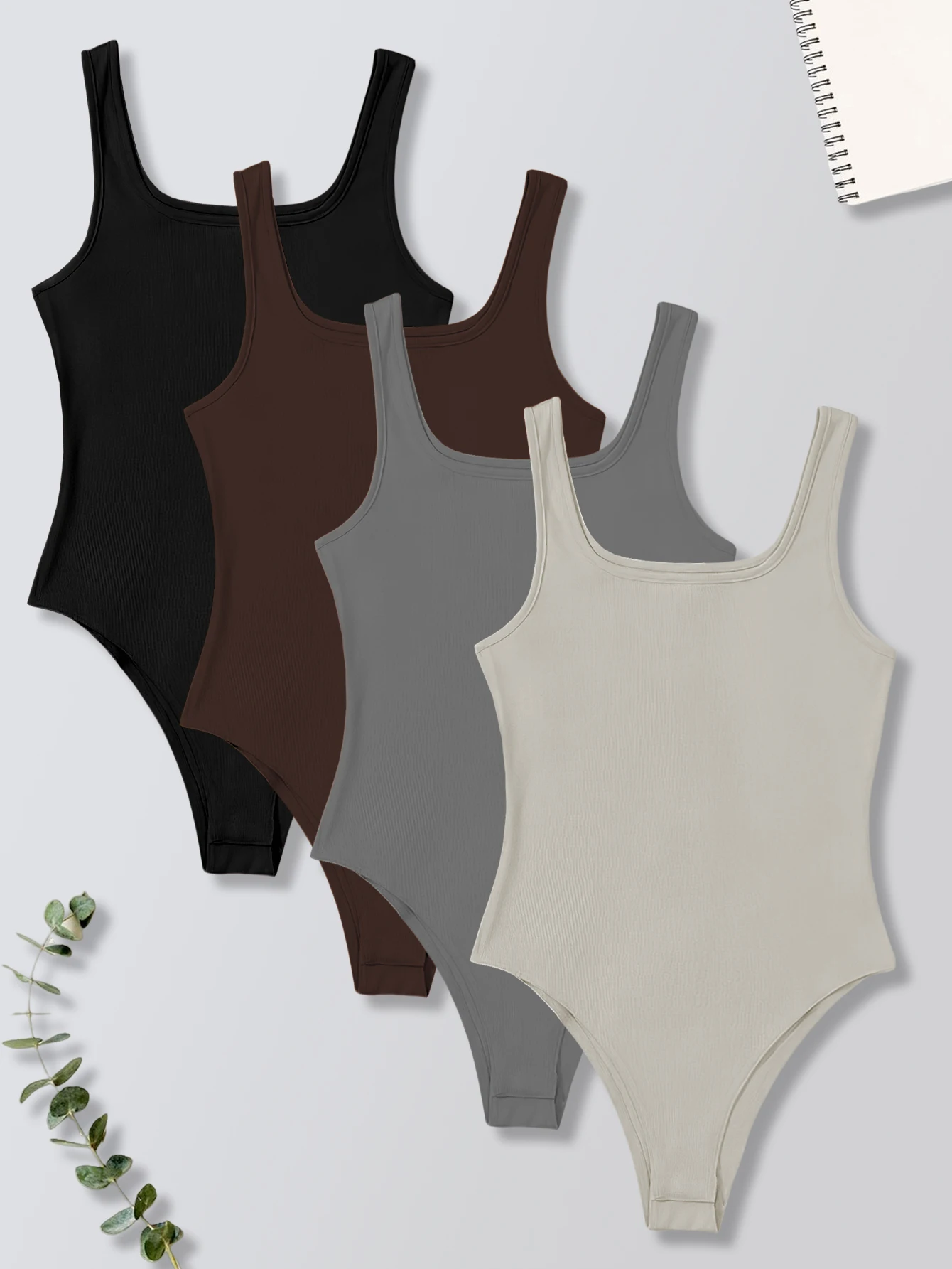 

Pure color casual tight-fitting tops for spring, summer and autumn in Europe and America, set of four pieces