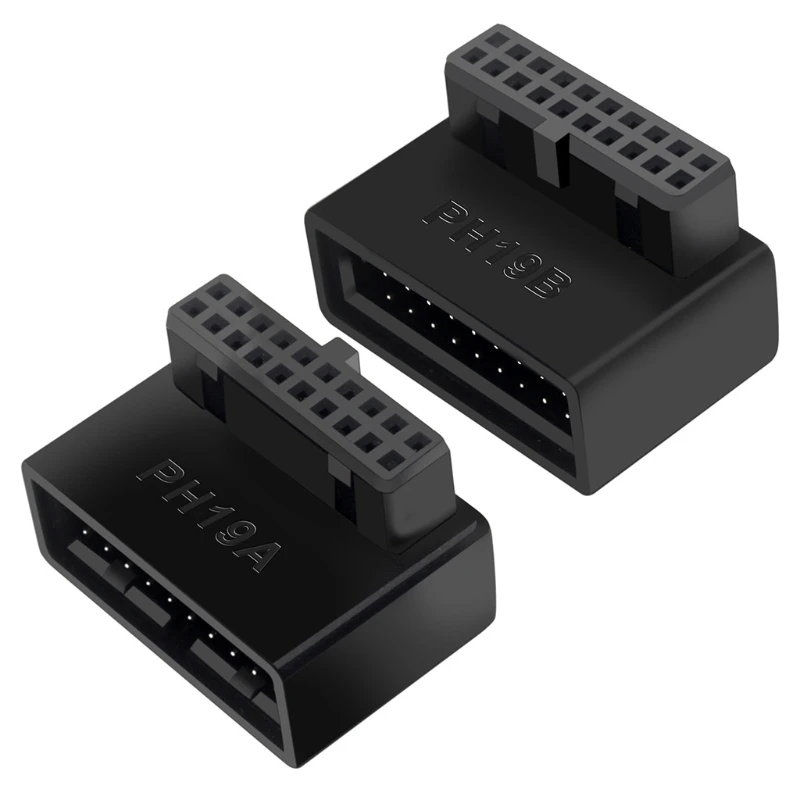 USB 3.0 19/20Pin Man-vrouw Uitbreiding Adapter Schuine 90 Graden Converter Voor Moederbord Connector Socket PH19A PH19B
