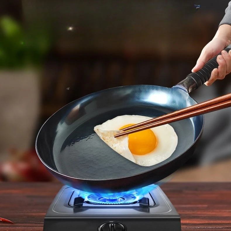 

Authentic Zhangqiu iron pan official flagship hand-forged frying pan flat bottom household small non-stick pan