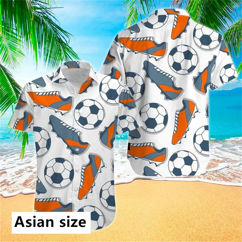 2025 New Soccer Balls Pattern 3D Printed Men Hawaiian Shirts Pop Summer Fashion Short Sleeve Sport Tops Women Y2k Beach Blouses