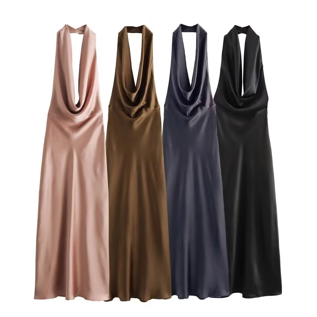 

UNIZERA women's multi colored dress with backless texture and fashionable spring new style dress