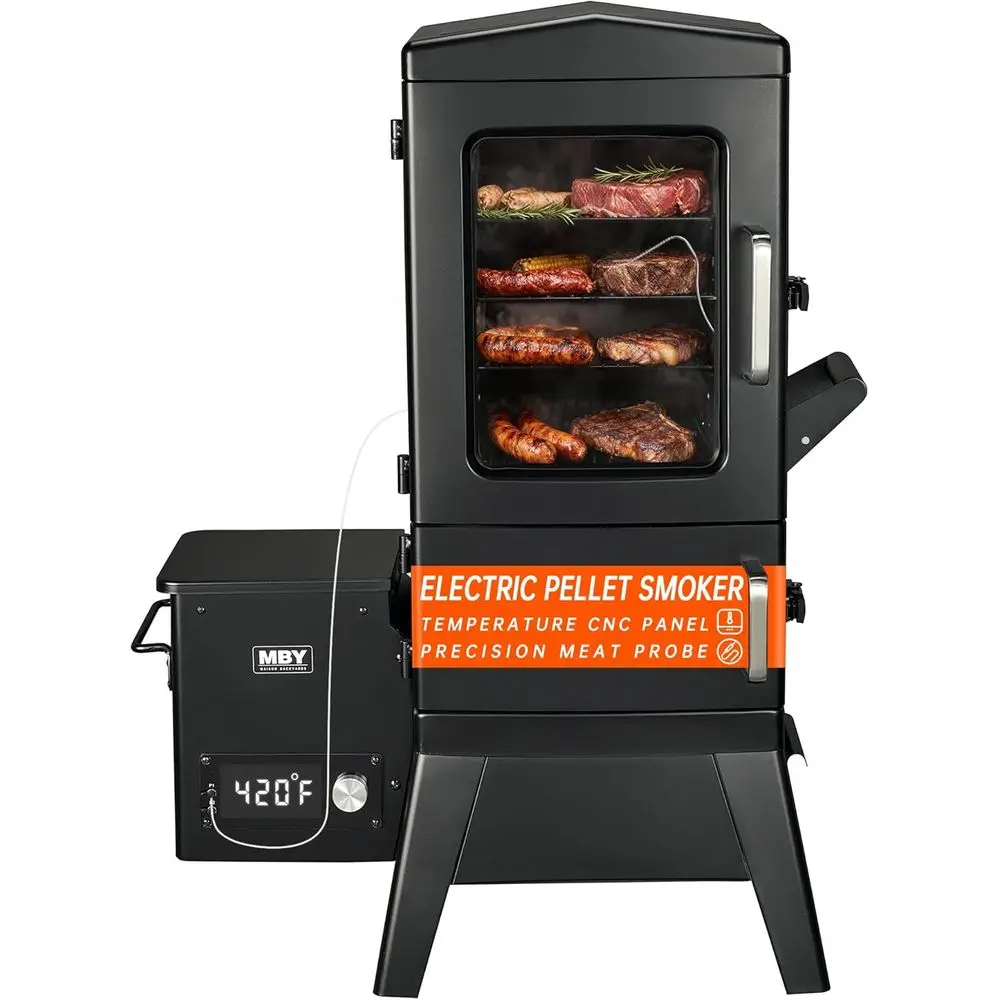 

4-Rack Electric BBQ Smoker with Cover and Meat Probe, 616 sq in Cooking Area, Digital Temperature Control for Outdoor Smoking