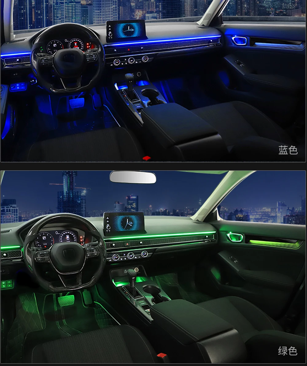 FOR Honda civic 11th 2022 Car Interior Led Atmosphere Lights Bluetooth Control Music Control Decorative Ambient Lights