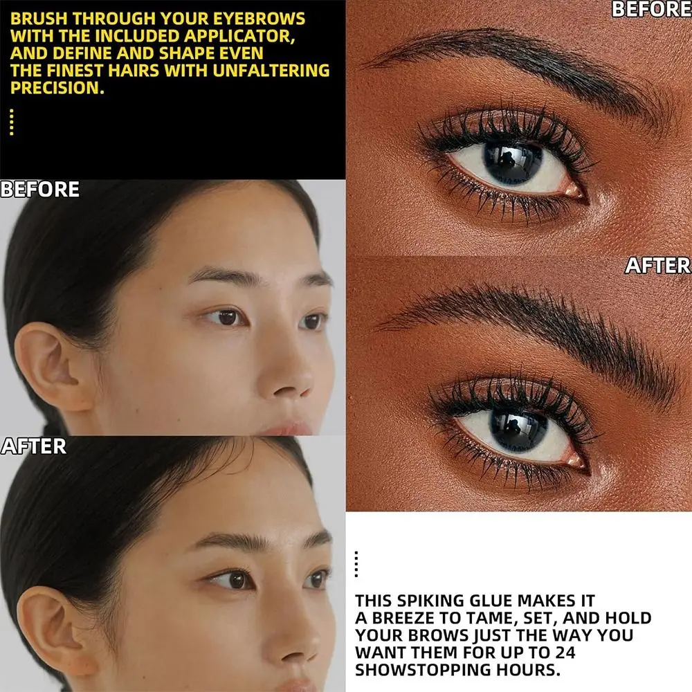 Waterproof Brow Styling Spiking Glue Long Lasting Sweat-Proof Clear Eyebrow Setting Gel Quick Drying Natural Brow Fix Gel