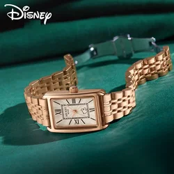 Disney For Woman Watch Quartz Wristwatch Retro Rectangle Square Green Dial Mickey Mouse Lady Girl Dress 2024 New Zegarek Damski