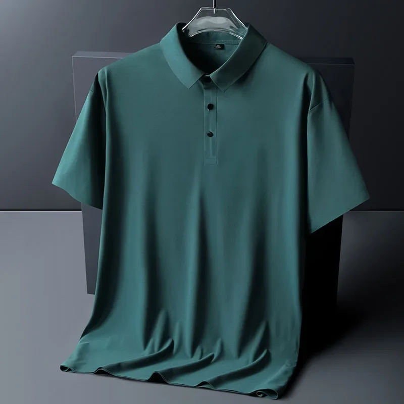 

POLO Shirt Men 7XL 8XL Tops Summer New High Quality Ice Silk Men's Business Polo Shirt Mens Short-sleeved Casual Polo Shirt