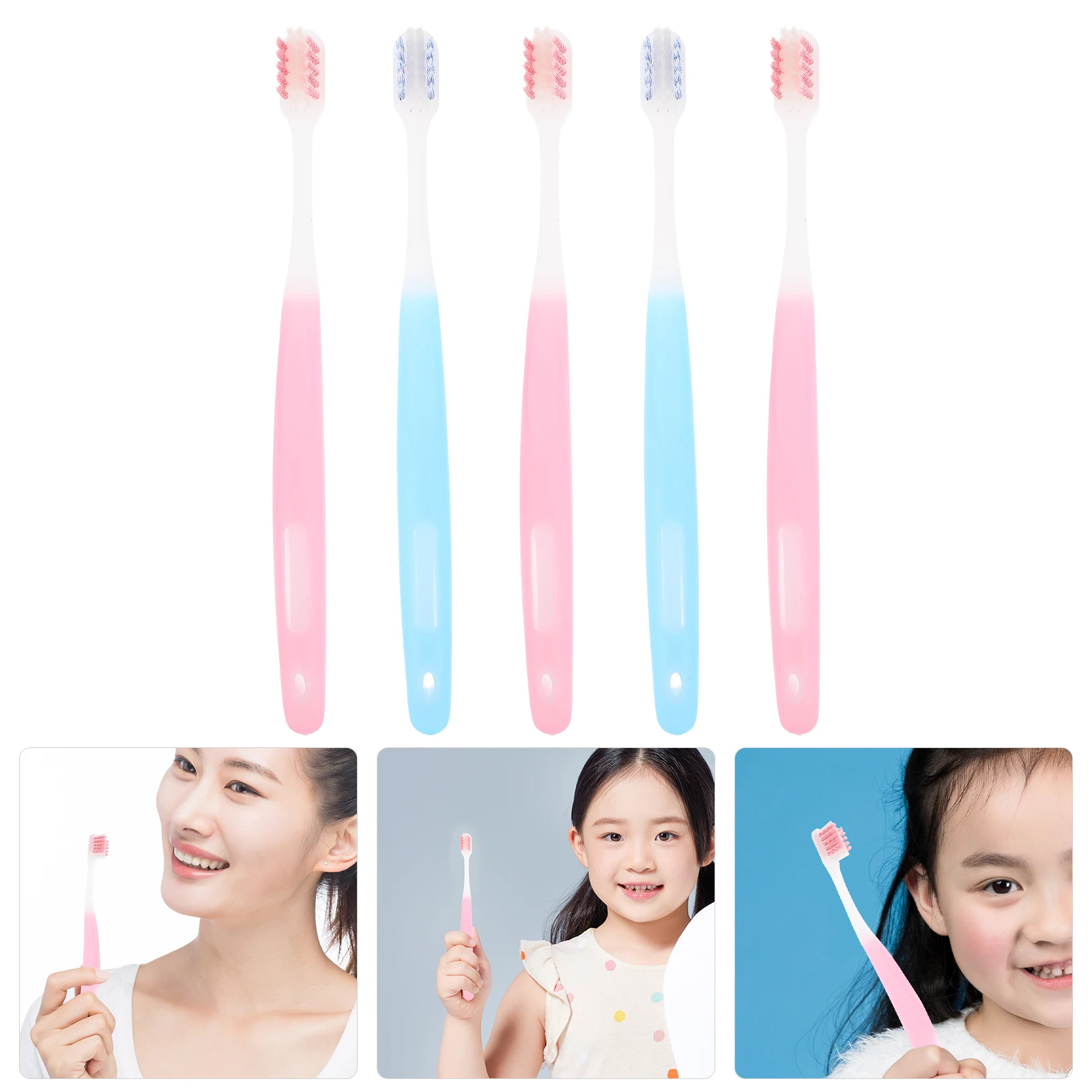 

5 шт., чистка зубных щеток, мягкая щетина, износостойкая щетка для путешествий, удобная для малышей, износостойкая