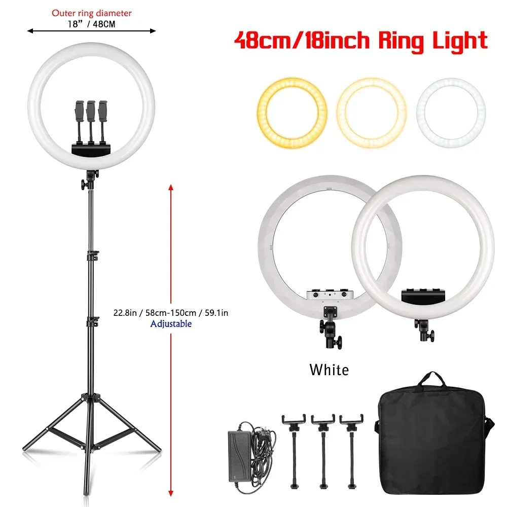 SH 45cm 18 inch Ringlamp USB Oplaadbaar Selfie LED Lamp met Statief Dimbaar Fotografie Licht voor Foto Fotografie Studio