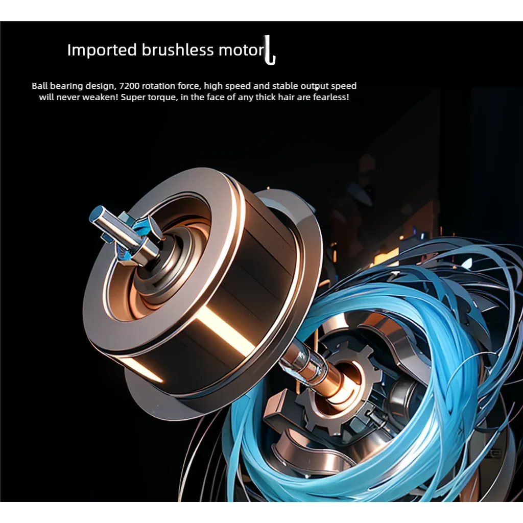 JUCAI PRO F7878 محرك كهربائي احترافي بدون فرشاة 7200 دورة في الدقيقة، قريب 0 مسافة شفرة تسليم شفرة احتياطية محل الحلاقة