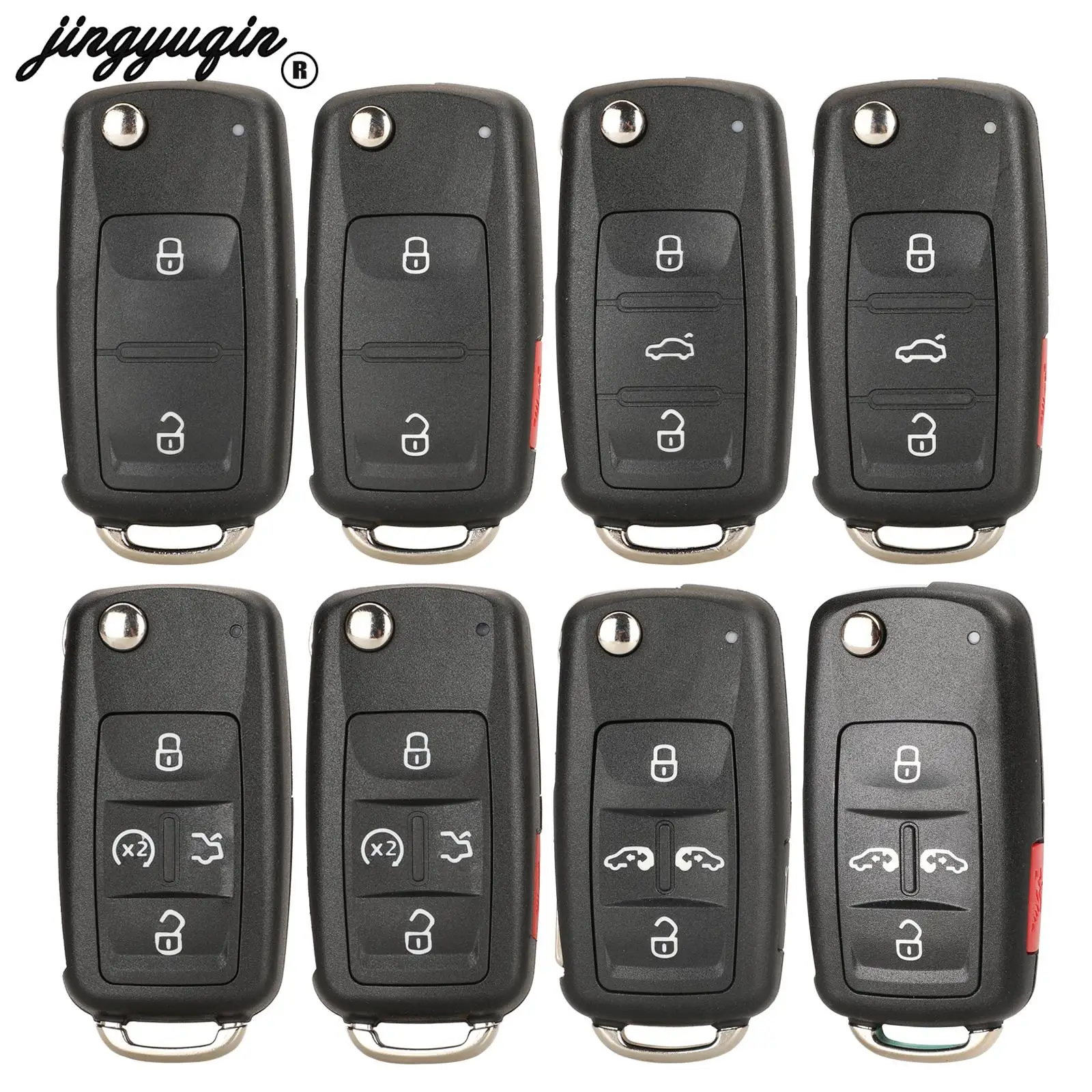 jingyuqin 2/3/4/5 Przyciski Dla Vw B5 Golf Seat Polo Passat Tiguan Dla Skoda Flip Skoda Folding Car Remote Key Shell Case Hu66 Blade