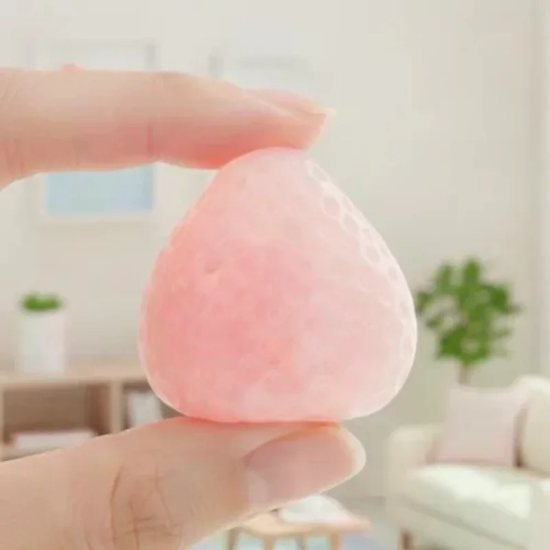 1Pc Stretchable Strawberry Sensory Fidget Toy Realistic Fruit Shape Stress Relief Toy for Travel Commute Relaxation