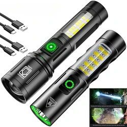 LED+COB super bright flashlight 500 lumens war type retractable flashlight aluminum alloy rechargeable outdoor camping adventure